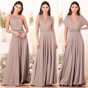 Lulu’s - Tricks of the Trade Taupe Convertible Maxi Dress